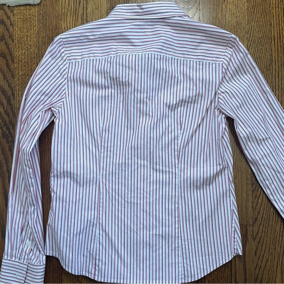 Talbots Button Down Blouse Dark Pink Red Stripes Size 6 - Picture 5 of 7